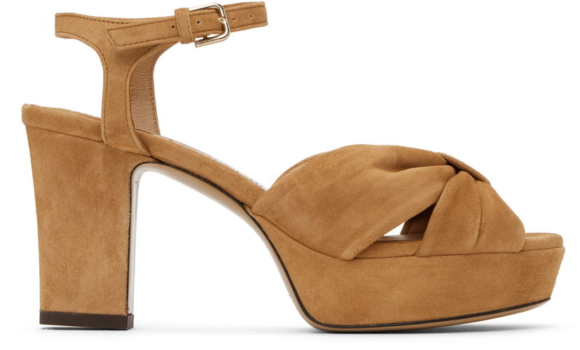 Аксесоари Jimmy Choo Jimmy Choo Heloise 80 Suede Heeled Sandals Кафяво | HELOISE 80