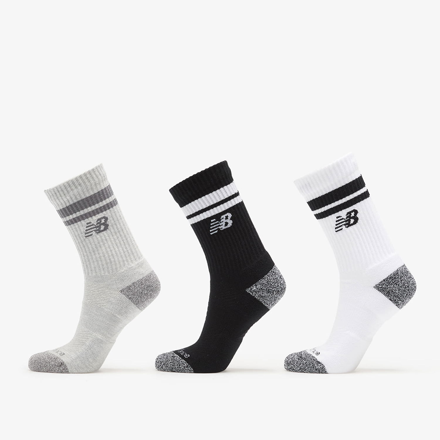 Чорапи New Balance Active Lifestyle Striped Crew Socks 3-Pack Сиво | LAS35210AS, 0