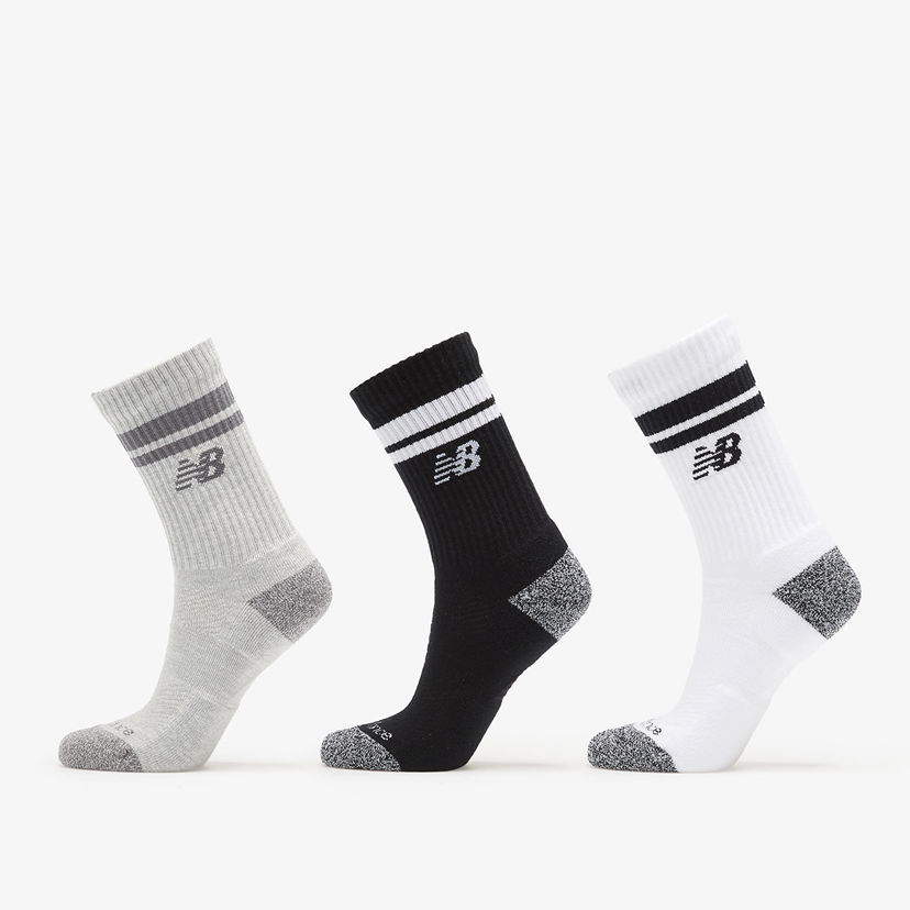 Чорапи New Balance Active Lifestyle Striped Crew Socks 3-Pack Бяло | LAS35210AS