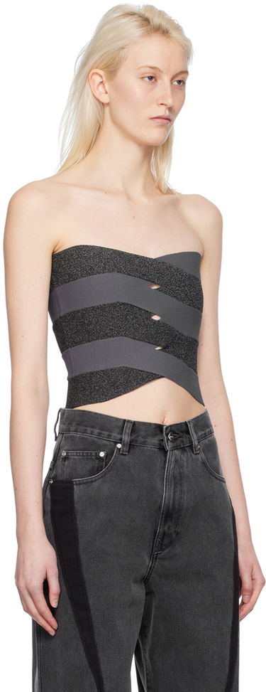 Потник Dion Lee Reflective Interlocking Weave Bustier Top Сиво | A7798PS24, 1