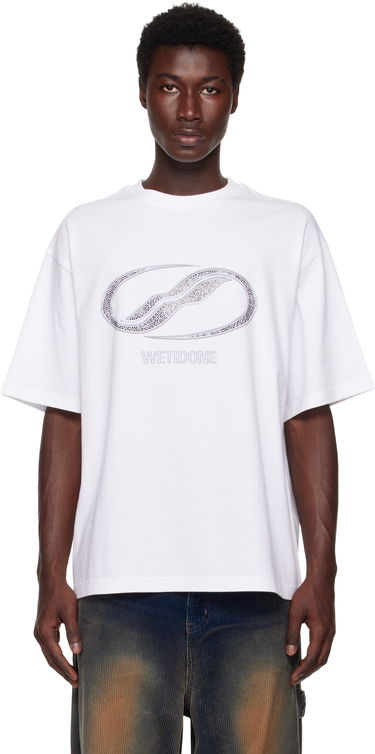 Тениска We11done We11done Rhinestoned Se11done Logo T-Shirt Бяло | WD-TT2-25-738-U-WH, 0