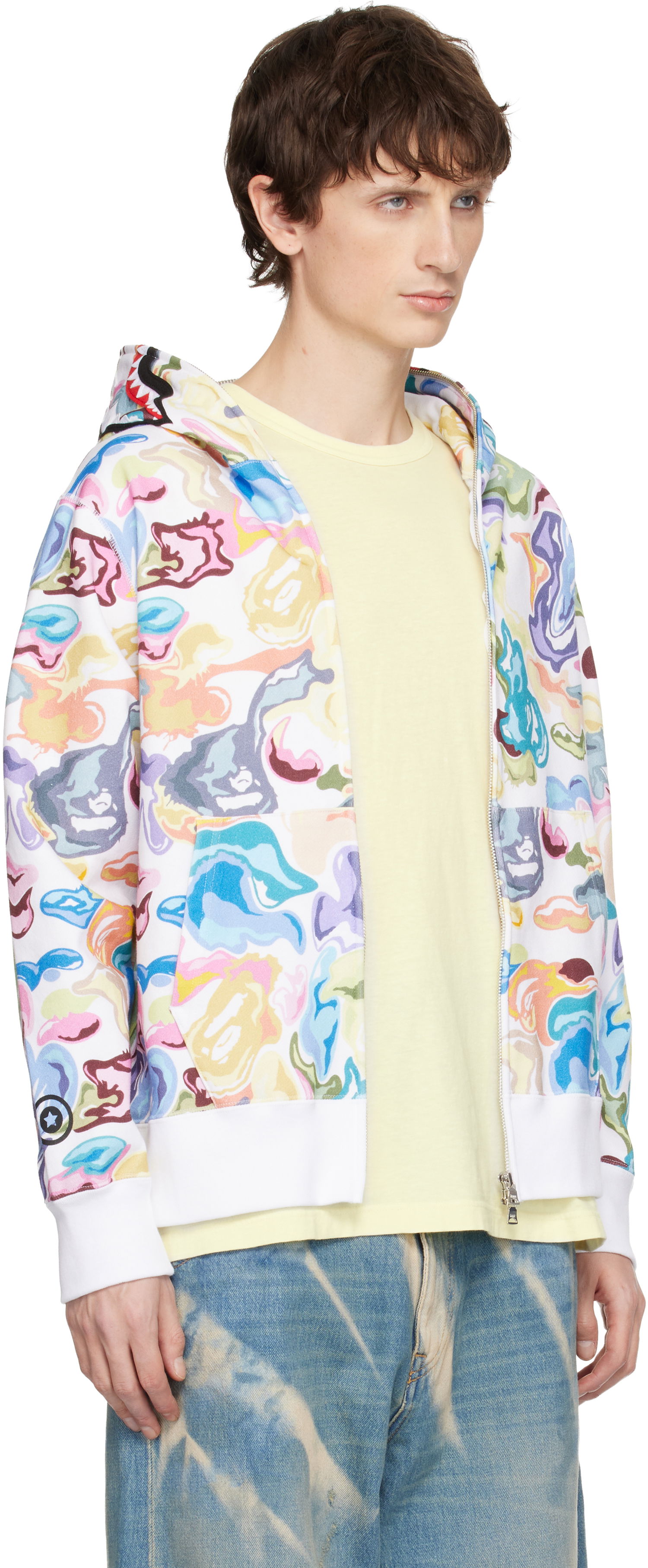 Суитчър BAPE Art Camo Shark Full Zip Hoodie Многоцветен | 001ZPL801301M, 1