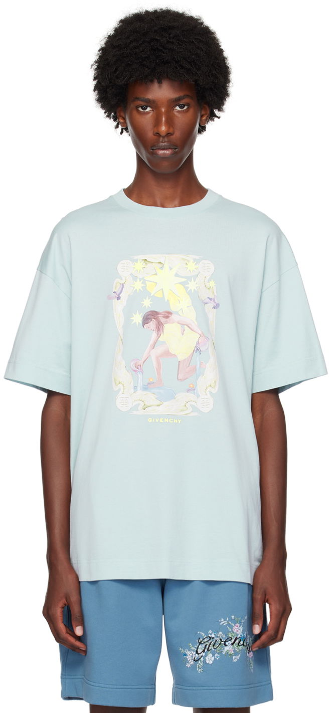 Тениска Givenchy Blue Printed T-Shirt Тюркоазено | BM71JA3YMY450, 0