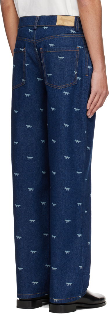 Дънки MAISON KITSUNÉ Maison Kitsuné Fox Print Relaxed Jeans Синьо | OM01105WD4014, 2