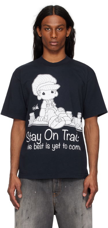 Тениска Online Ceramics Online Ceramics Precious Moments 'Stay On Track' T-Shirt Тъмно синьо | Stay On Track Navy SS Tee, 0