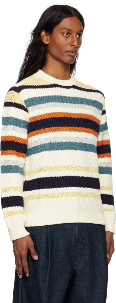 Пуловер MAISON KITSUNÉ Maison Kitsuné Comfort Striped Sweater Бяло | OM00807KT1129, 1