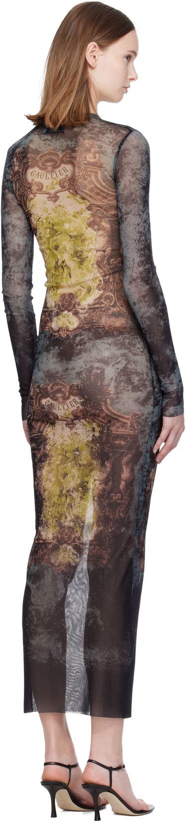 Pокля Jean Paul Gaultier The Long Médaillon Sheer Mesh Printed Maxi Dress Многоцветен | 25/04-W-DR023-M006P-005740, 2