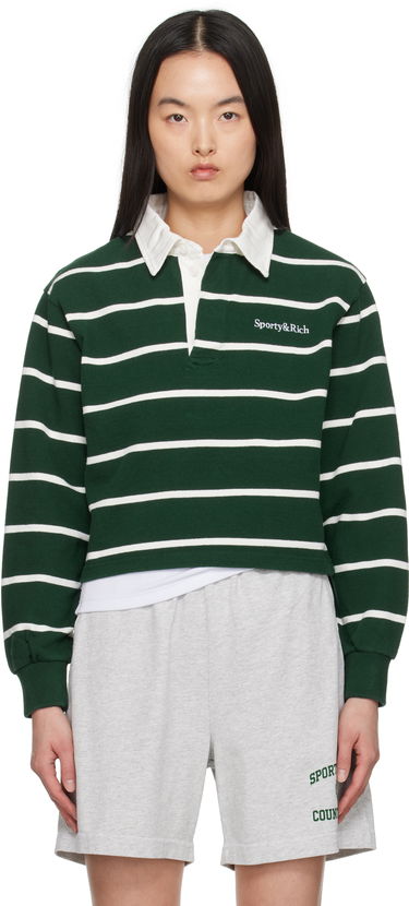 Поло тениска Sporty & Rich Sporty & Rich Serif Logo Rugby Polo Зелено | ST008606300GR51, 0