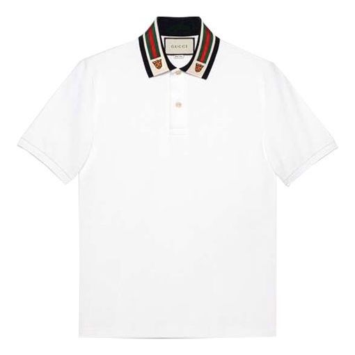 Поло тениска Gucci Stripe Short Sleeve Polo Бяло | 545714-XJAGU-9061, 0