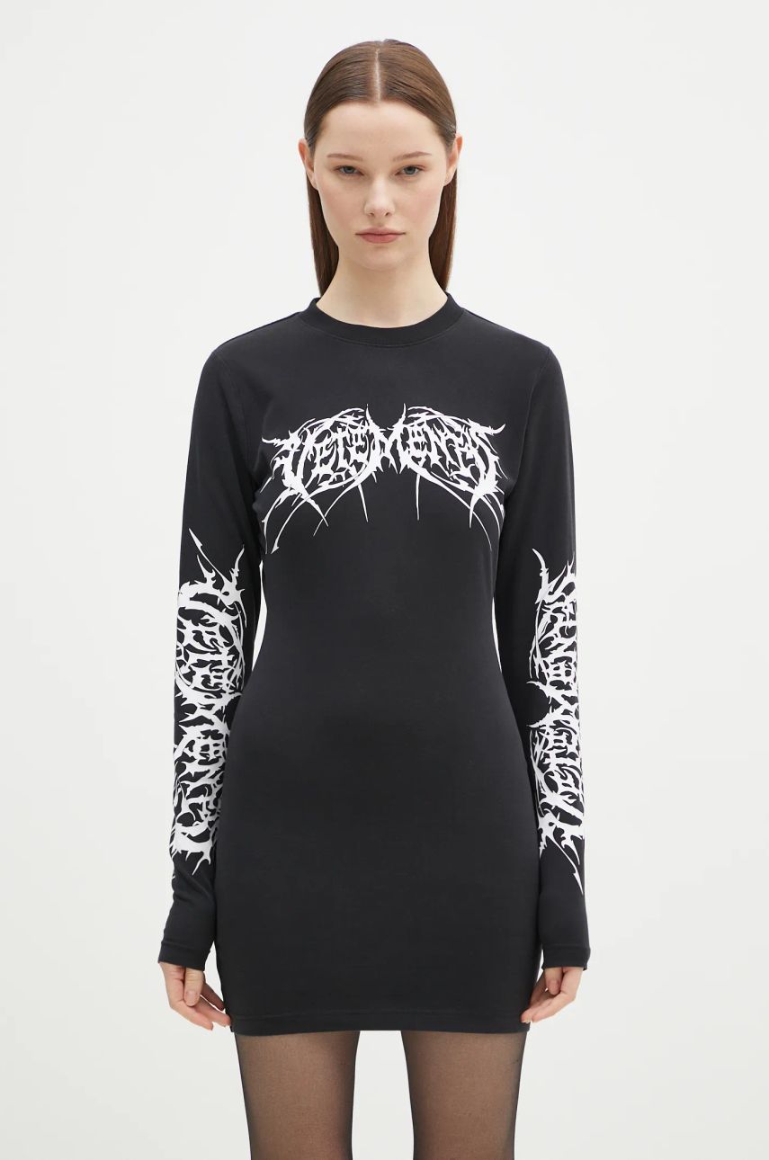 Pокля VETEMENTS VETEMENTS Death Metal Longsleeve Mini Dress Черно | WA66DR630BW, 0