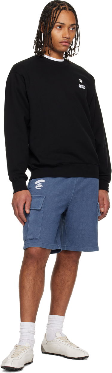 Къси панталони AAPE by A Bathing Ape Moonface Logo Cargo Sweat Shorts Синьо | AAPSPMC605XXNNYX, 3