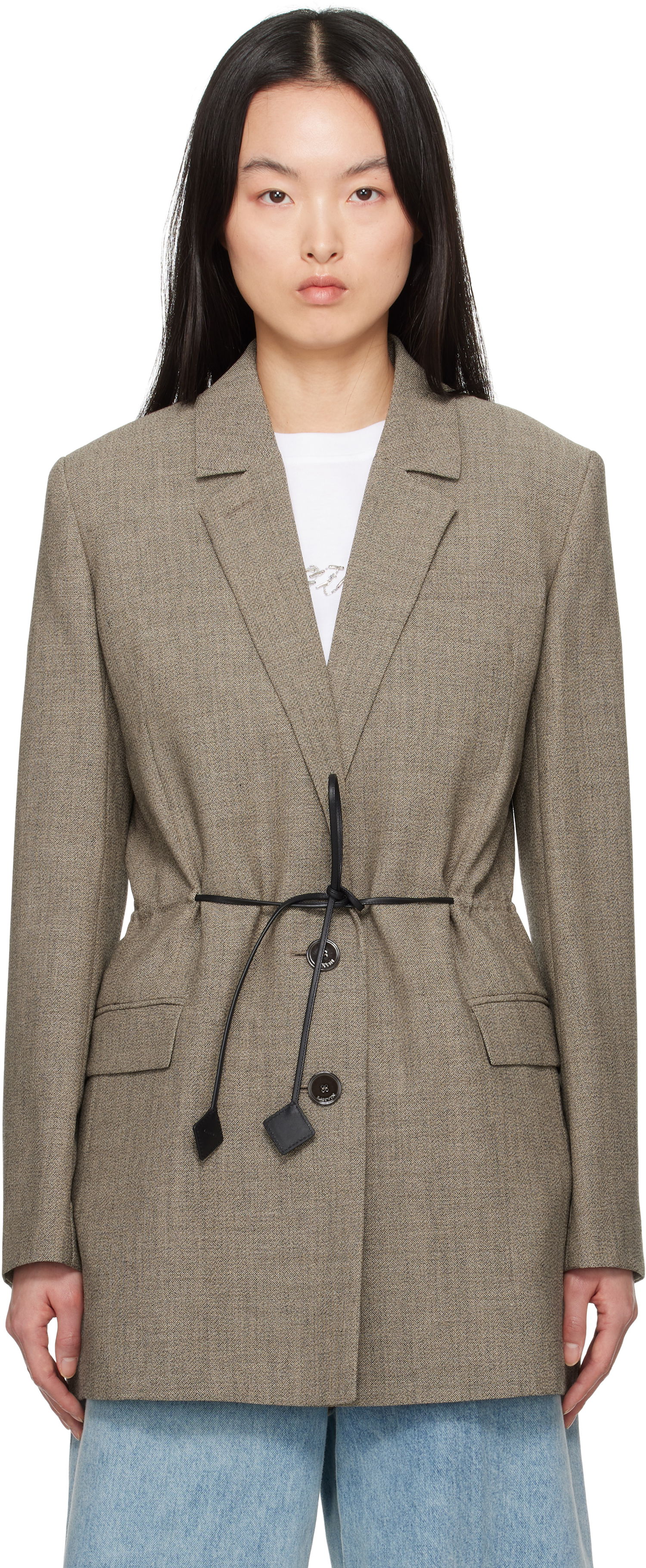 Яке LANVIN Lanvin Belted Wool Blazer Кафяво | RW-JA0021-6040-P25, 0