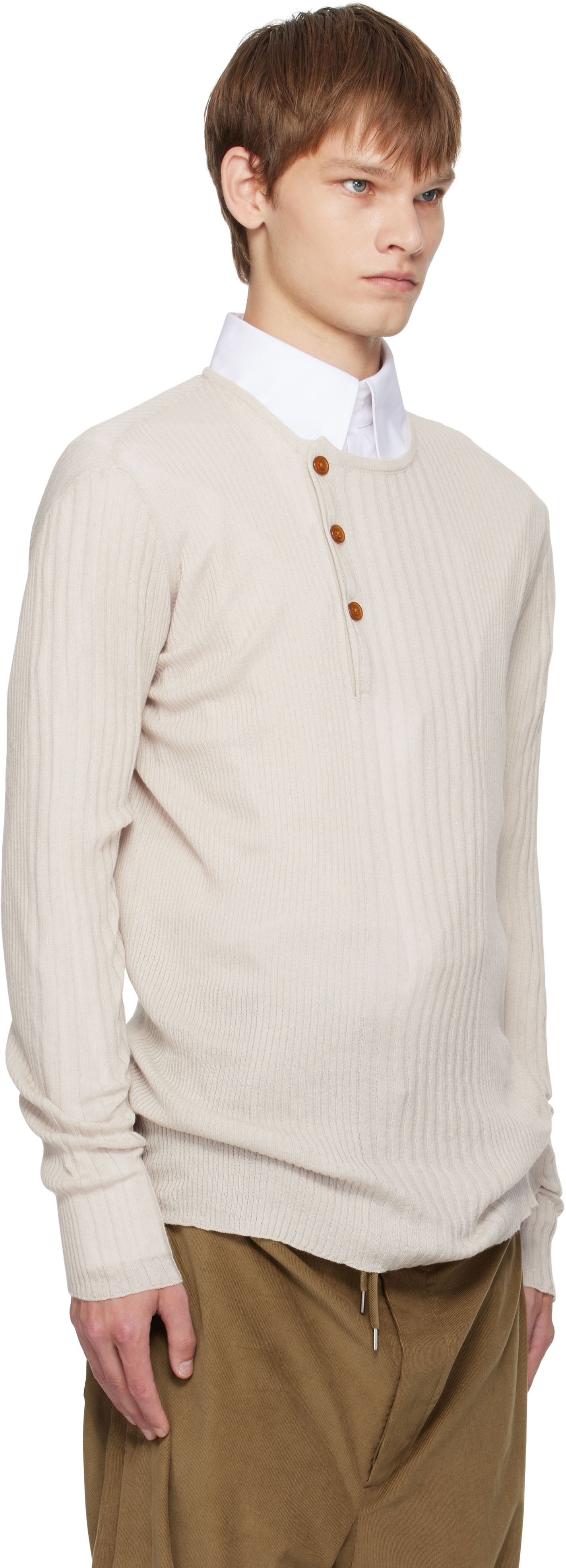 Пуловер Vivienne Westwood Vivienne Westwood Tegan Henley Knit Top Бежово | 2701002N-Y003M-, 1