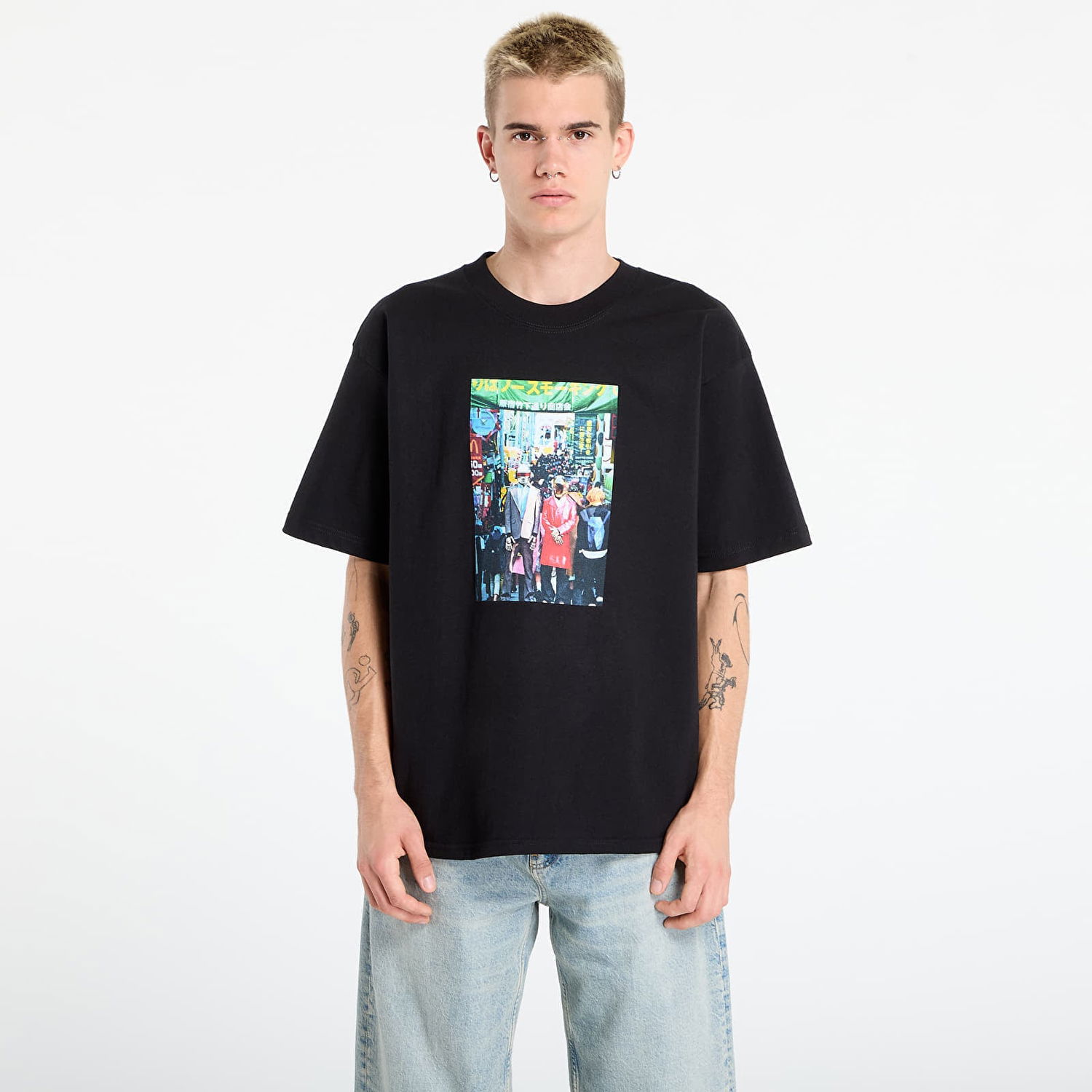 Тениска Pleasures Harajuku Graphic Print T-Shirt Черно | P25DP018-BLACK, 0