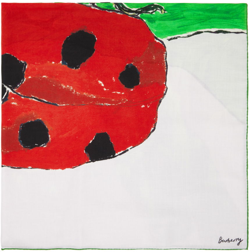Шал Burberry Ladybird Cashmere Silk Scarf Зелено | 8083722, 0