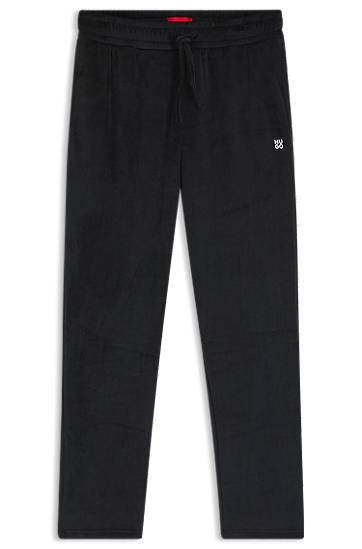 Ribbed-velvet Drawstring Tracksuit Bottoms with Stacked Logo Label