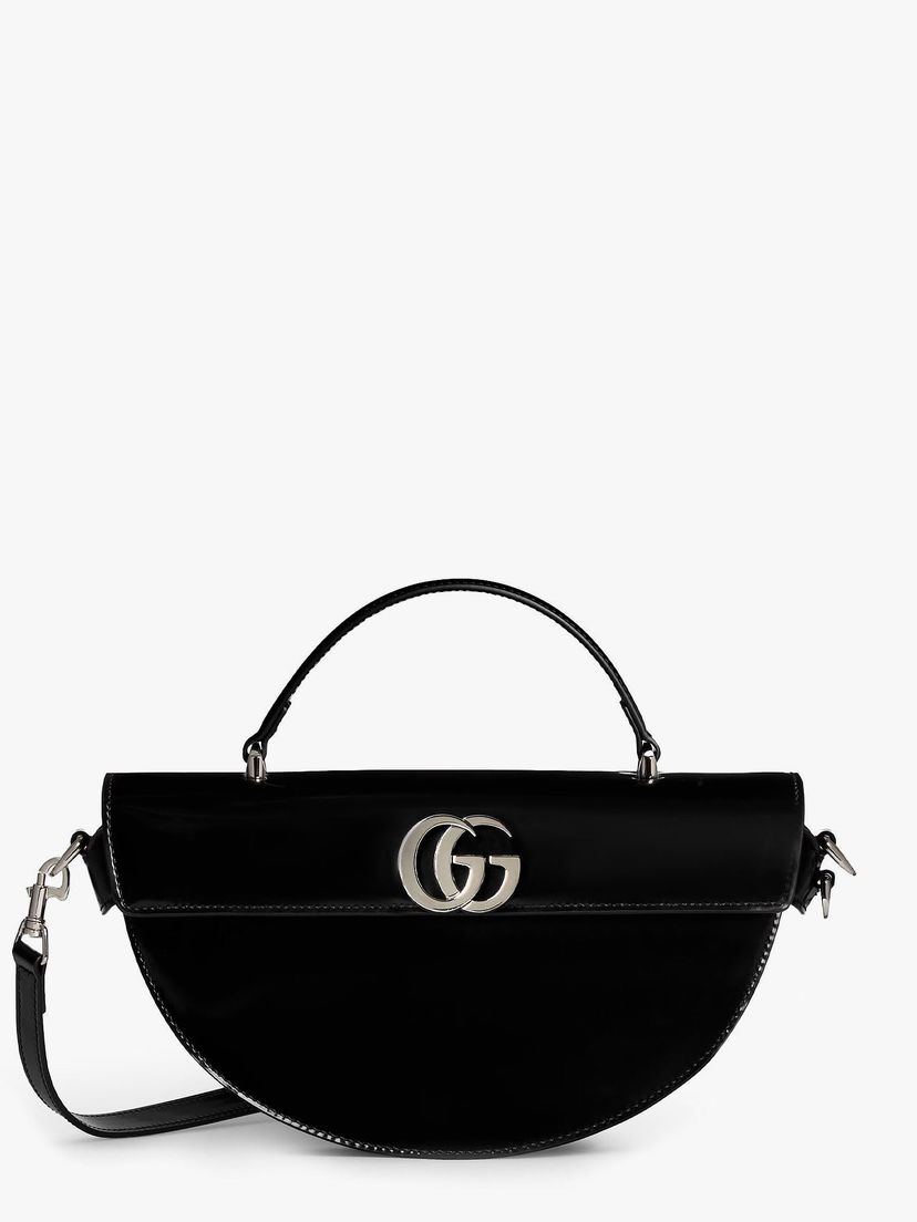 Дамска чанта Gucci Black Patent Leather Half Moon Shoulder Bag Черно | 805815AADVW1000