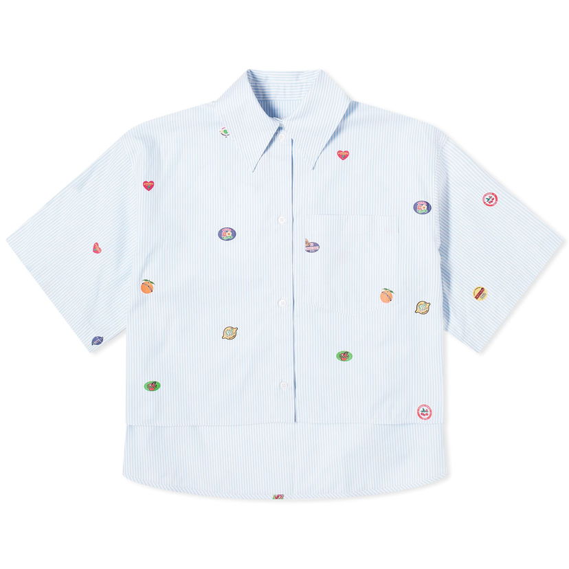 Риза KENZO Paris Fruit Stickers Cropped Shirt Синьо | FE52CH2469A1-64