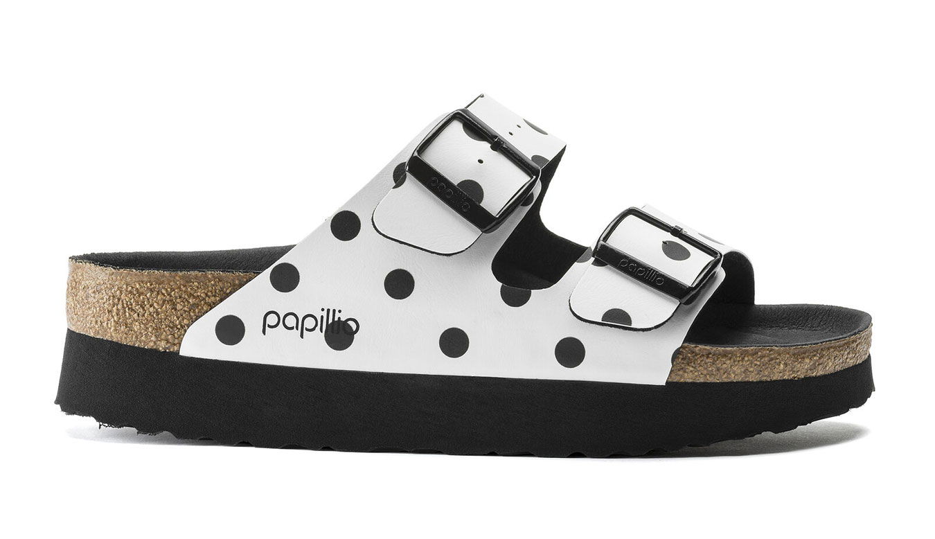 Кецове и обувки Birkenstock Papillio Arizona Platform BF White Black Dots Narrow Бяло | 1015878, 0