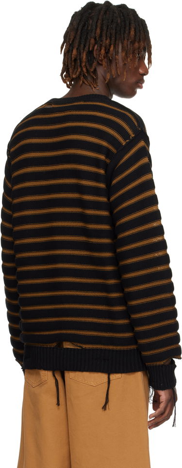 Пуловер Maison Margiela MM6 Maison Margiela Striped Distressed Cotton Knit Sweater Черно | SH0HL0022 M13080, 2