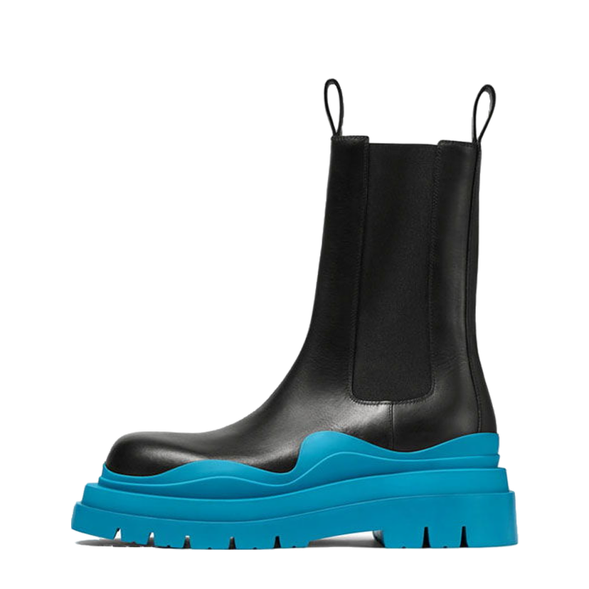 Кецове и обувки Bottega Veneta Tire Boot High Black Amalfi Blue Синьо | 630284VBS501438