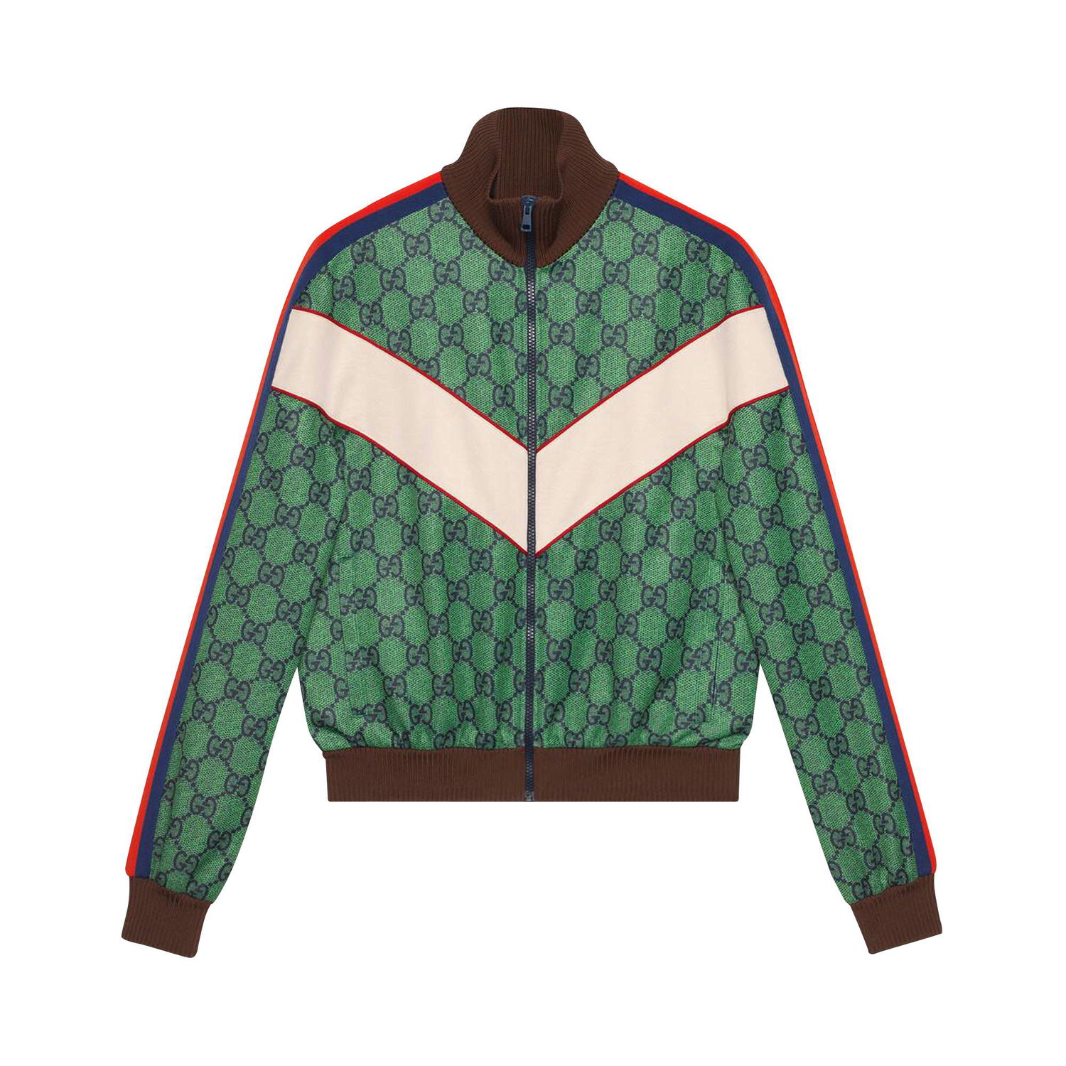 Яке Gucci Jersey Zip Jacket With Web Зелено | 653367 XJDF0 3305, 1