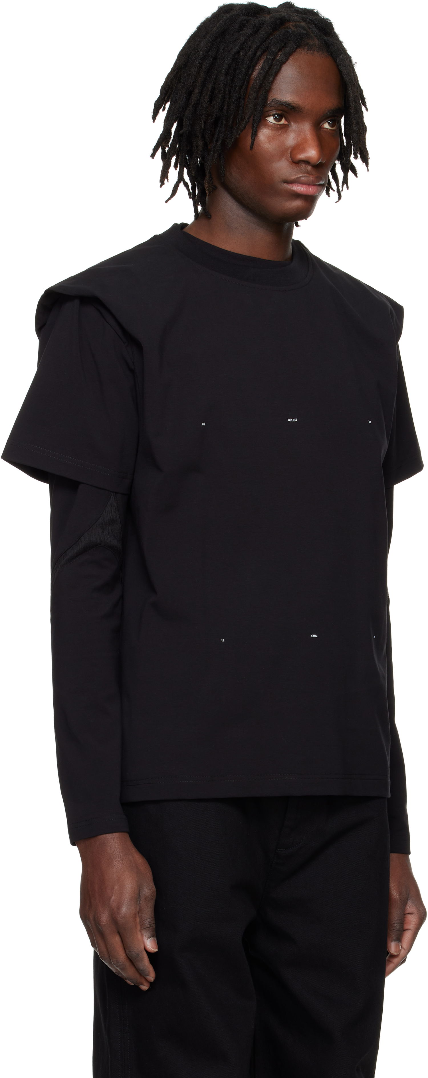 Тениска HELIOT EMIL HELIOT EMIL Outline Logo Layered T-Shirt Черно | PRESS25_M_09_089_BLK01_CO, 1