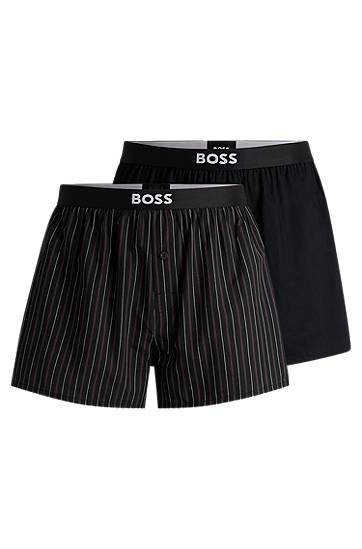 Боксерки BOSS BOSS Two-Pack Cotton-Poplin Pyjama Shorts with Logos Черно | 50535781, 0