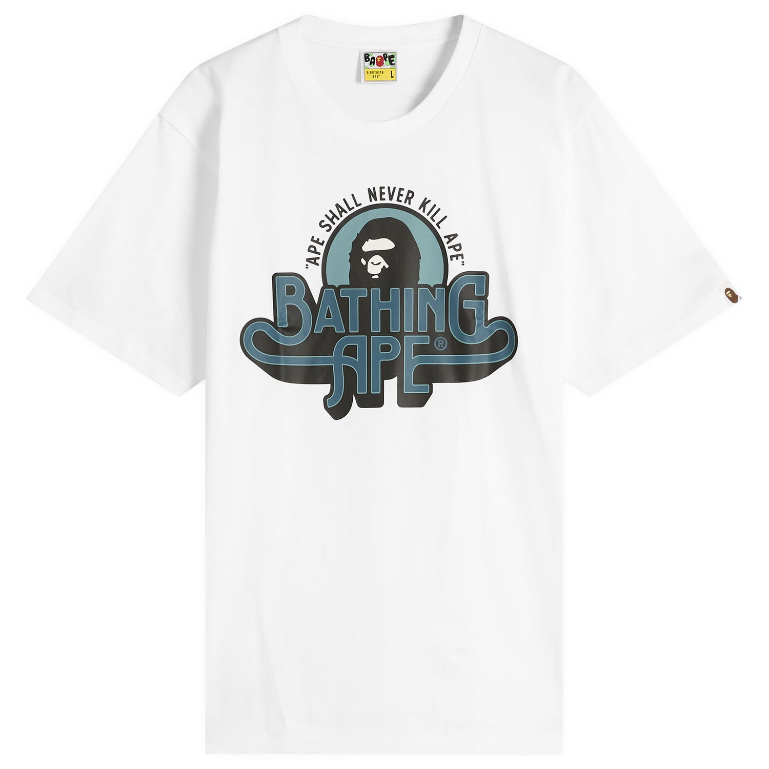 Тениска BAPE Bathing Ape Garment Logo T-Shirt, Size Small Бяло | 001TEL801048M-WHT, 1