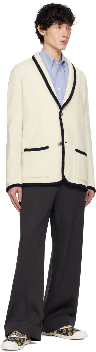 Пуловер Valentino Valentino Single-Breasted Wool & Cotton Cardigan Бяло | 6V3KE02TAR2, 3