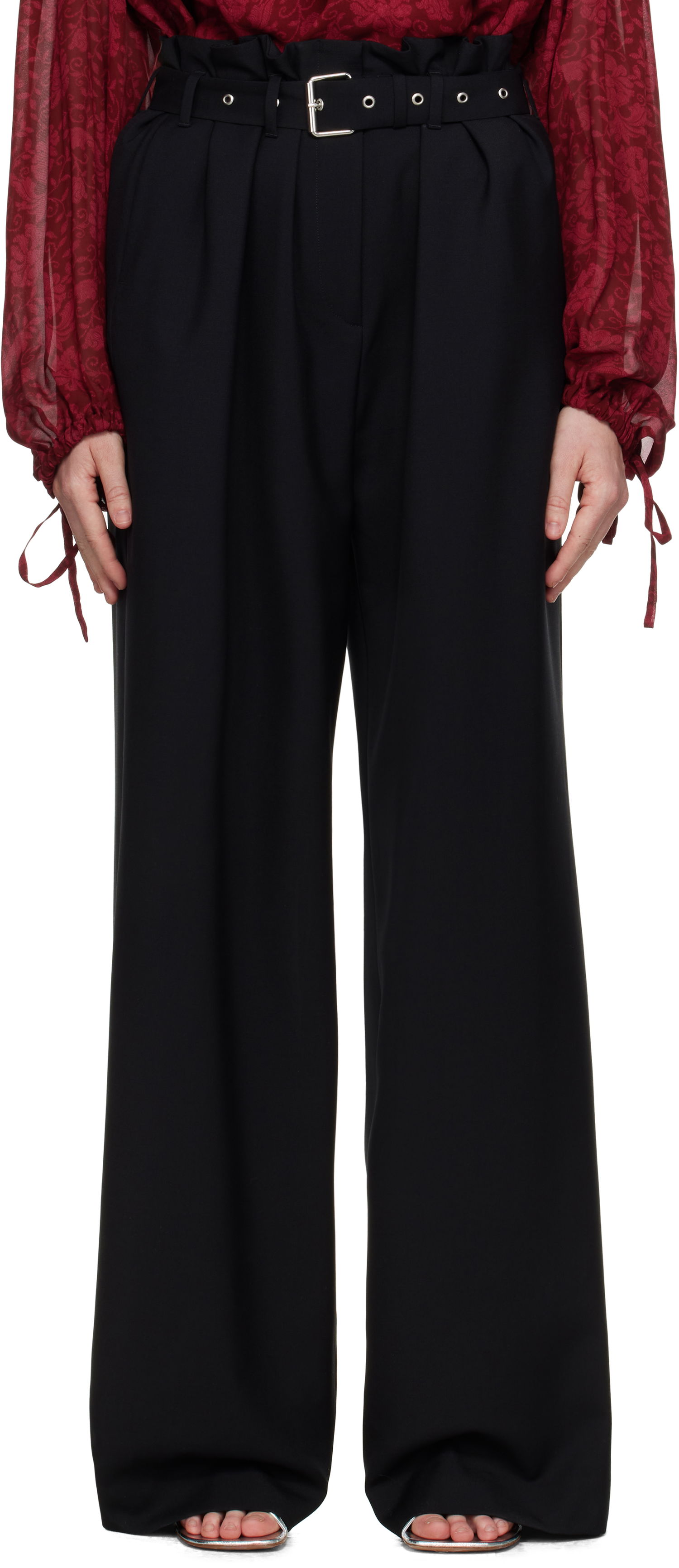 Панталони Dries Van Noten Dries Van Noten Wool Belted Trousers Черно | 251-010926-1381, 0