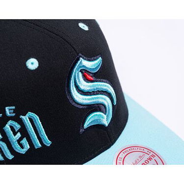 Шапка с козирка Mitchell & Ness Overbite Pro Snapback Seattle Kraken Black Тюркоазено | HHSS7311-SKRYYPPPBLCK, 5