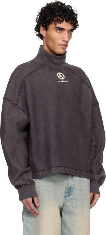 Суитчър Acne Studios Acne Studios Logo Mock Neck Fleece Sweatshirt Сиво | CI0198-, 1