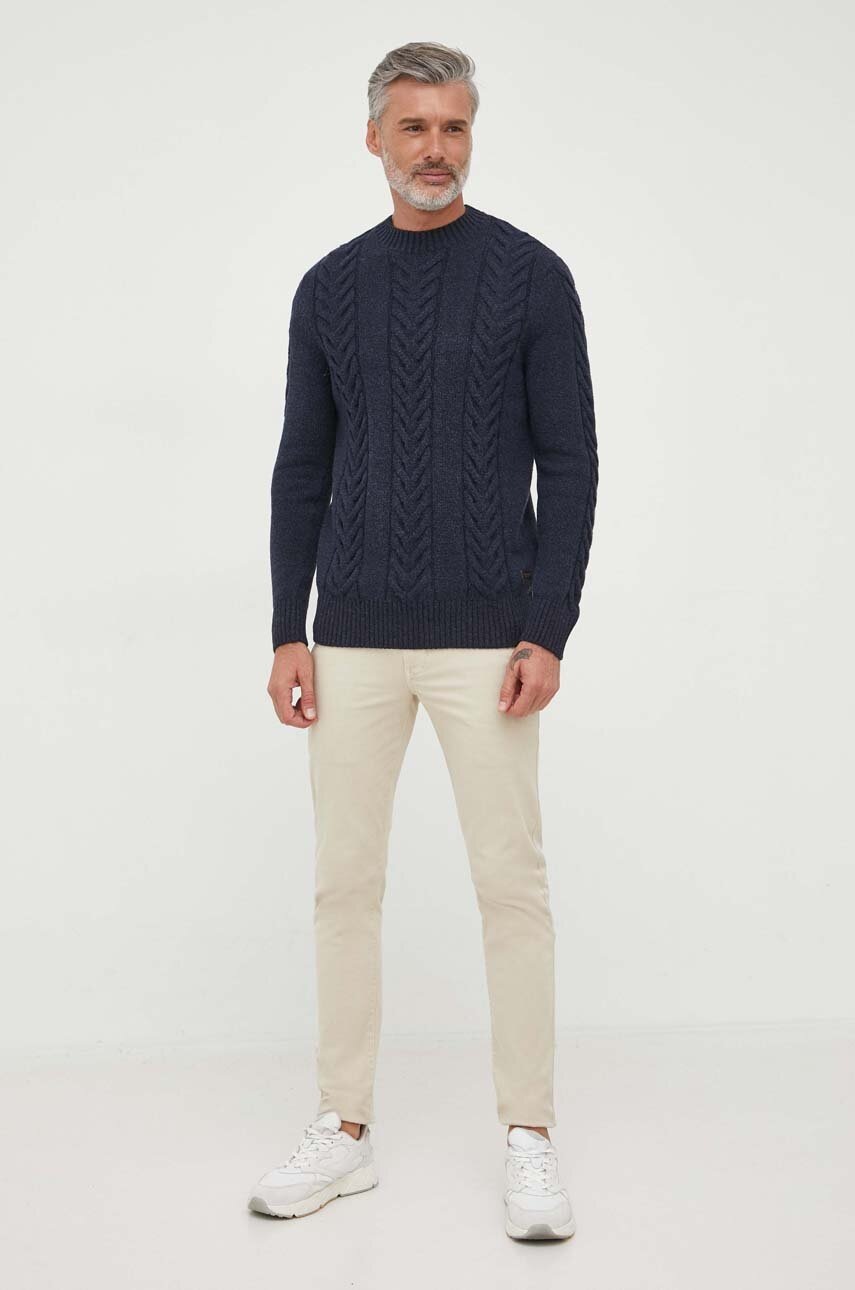 Пуловер Barbour Barbour Cable Knit Sweater Тъмно синьо | MKN1325, 1