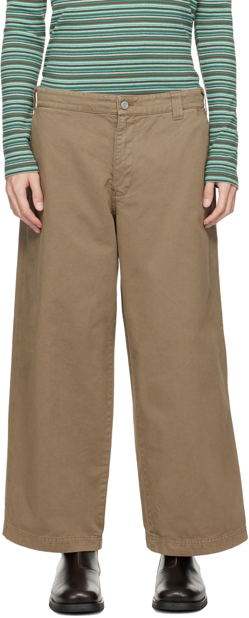 Панталони ERL Wide-Leg Chino Trousers Кафяво | ERL11P014