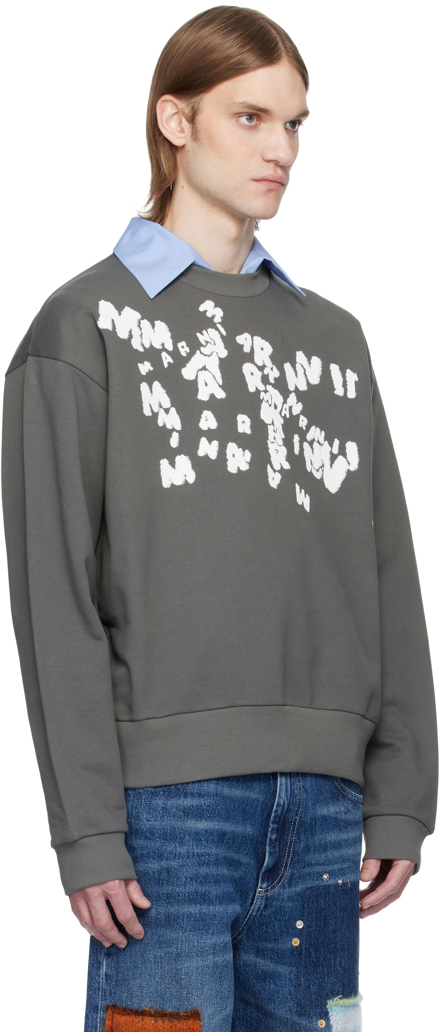 Пуловер Marni Marni 'Marni' Caos Logo Sweatshirt Сиво | FUMU0074PU USCX48, 1