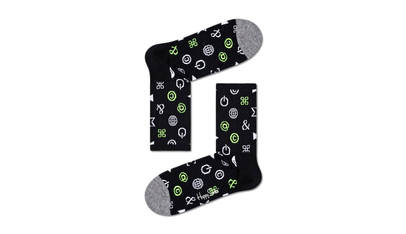 Чорапи Happy Socks Ctrl Alt Del 3/4 Crew Черно | ATCAD14-9300, 0
