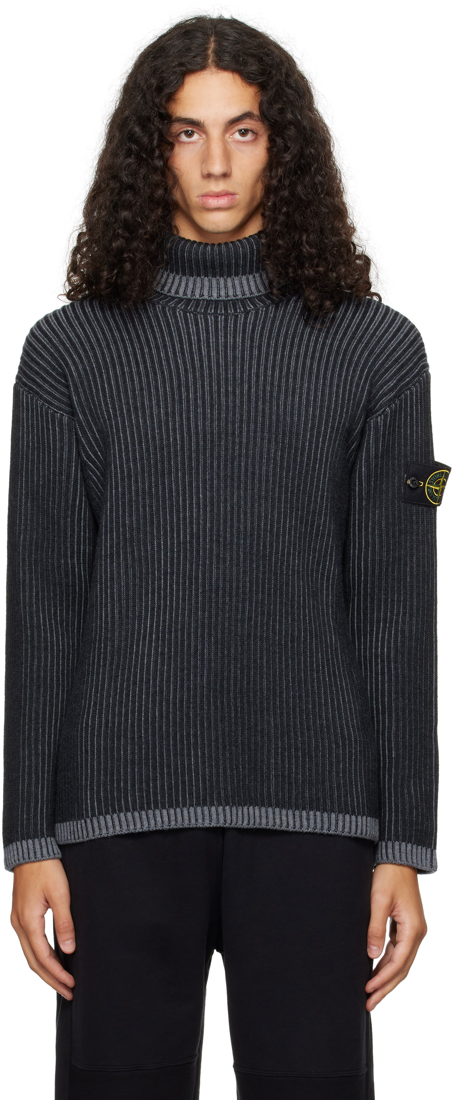 Пуловер Stone Island Ribbed Turtleneck Сиво | 8115551C1, 0