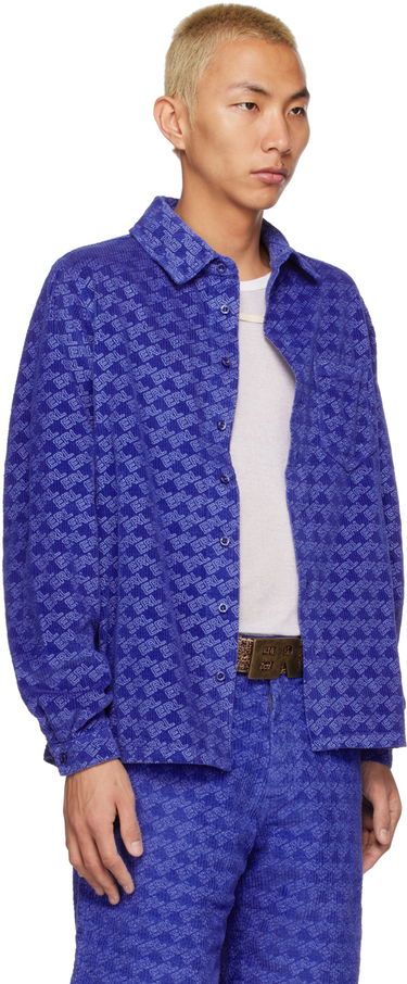 Риза ERL Printed Corduroy Button-Up Shirt Синьо | ERL05B001, 3