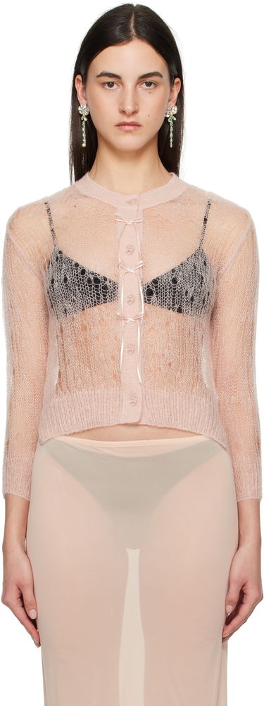 Пуловер Simone Rocha Simone Rocha Cropped Open Knit Cardigan Розово | AMK20R 0643, 0