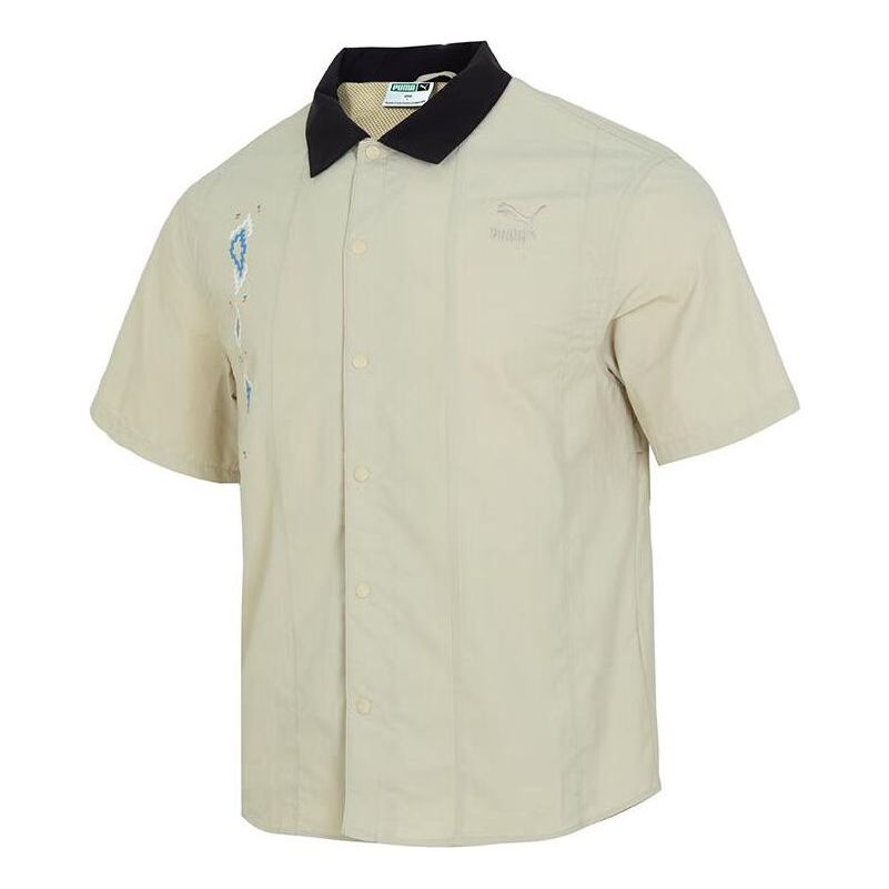 Риза Puma Prairie Resort Embroidered Short Sleeve Shirt Бежово | 626867-90