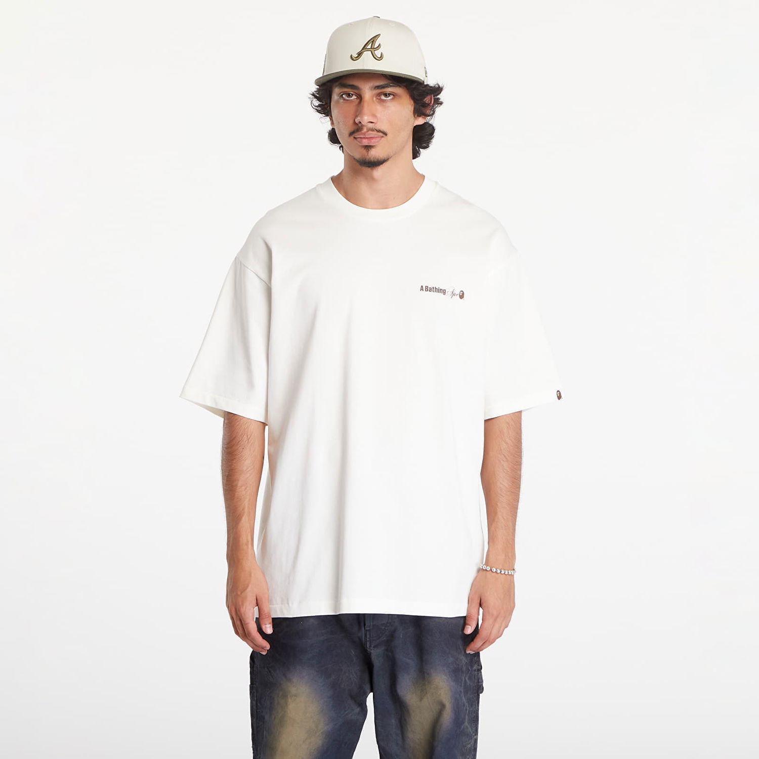 Тениска BAPE A BATHING APE Water Print Logo Relaxed Fit Short Sleeve Tee Ivory Бяло | 001TEK801301M IVY, 0