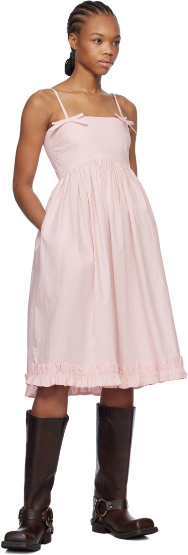 Pокля GANNI GANNI Cotton Poplin Strap Midi Dress Розово | W0325, 3