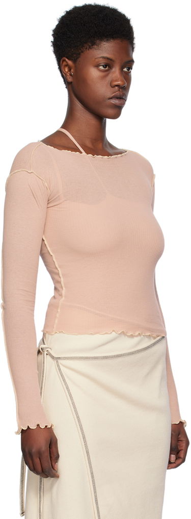 Тениска Baserange Long Sleeve Lettuce Hem T-Shirt Розово | TTVL-RB-SP24, 1
