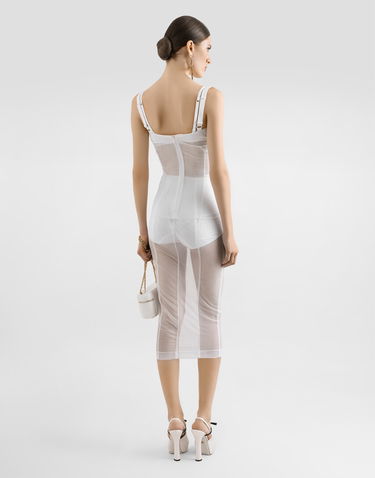 Pокля Dolce & Gabbana Dolce & Gabbana Tulle Calf-Length Corset Dress Бяло | F6TUYTFLRC0WA800, 2