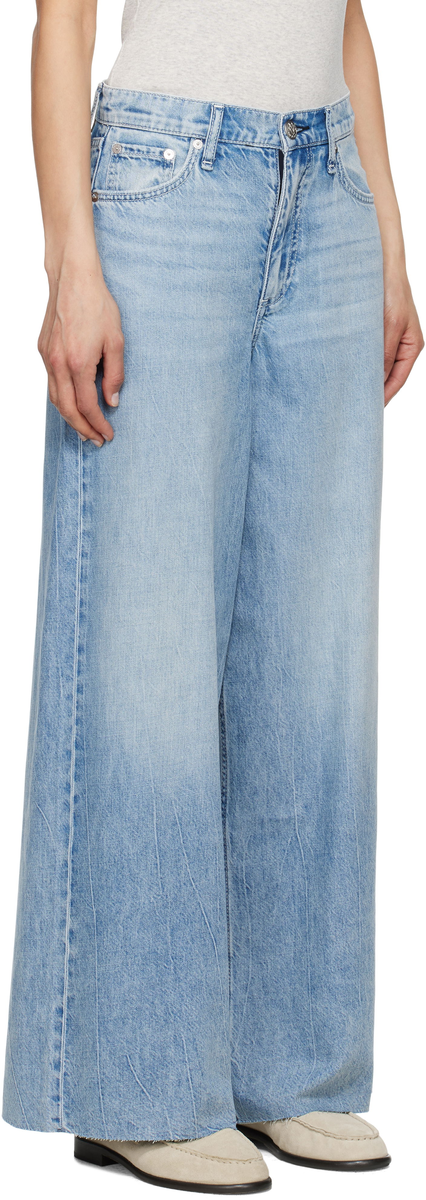 Дънки rag & bone rag & bone Wide Featherweight Sofie Jeans Синьо | WDD25S2993FWMR, 1