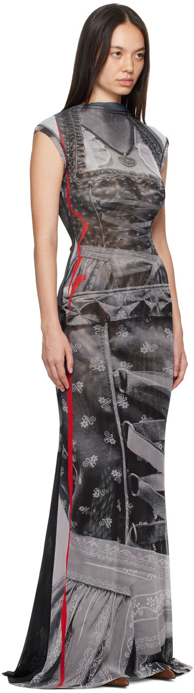 Pокля Ottolinger Ottolinger Trompe L'œil Mesh Maxi Dress Сиво | 1010301721, 1