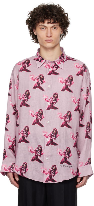 Риза Acne Studios Acne Studios Marvel Hero Print Linen Button-Down Shirt Розово | BB0624-, 0