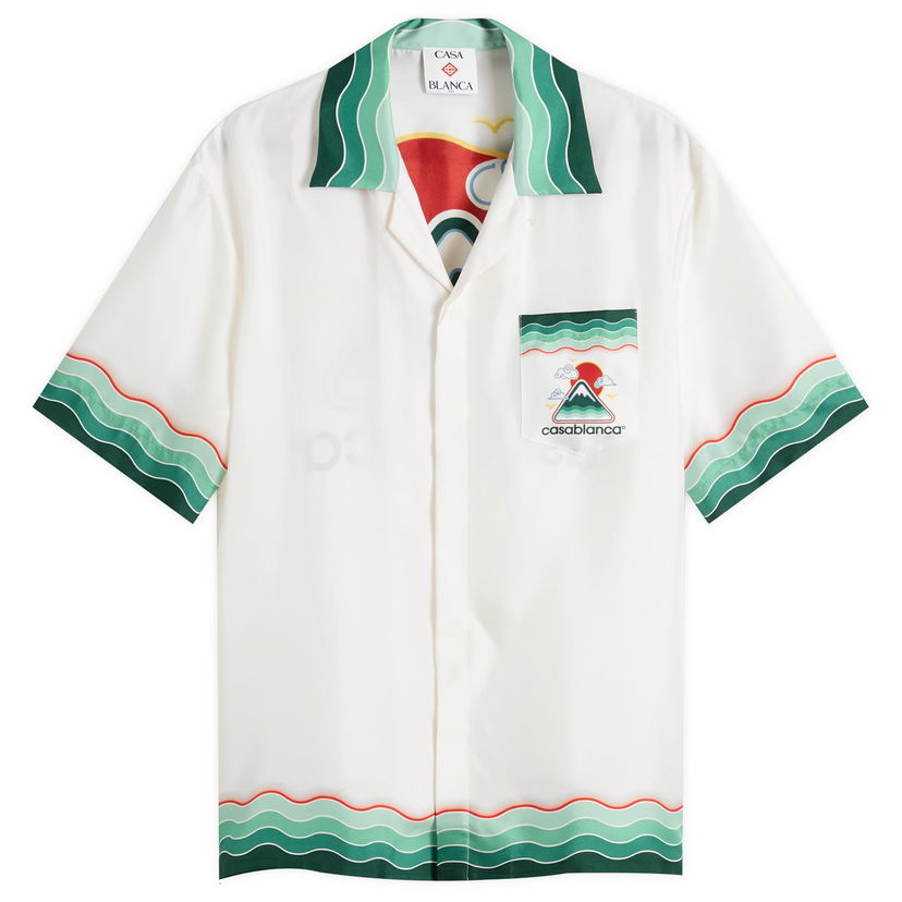 Риза Casablanca Casablanca Montagne Cuban Collar Silk Twill Shirt, Large Бяло | MPF25-SH-003-05
