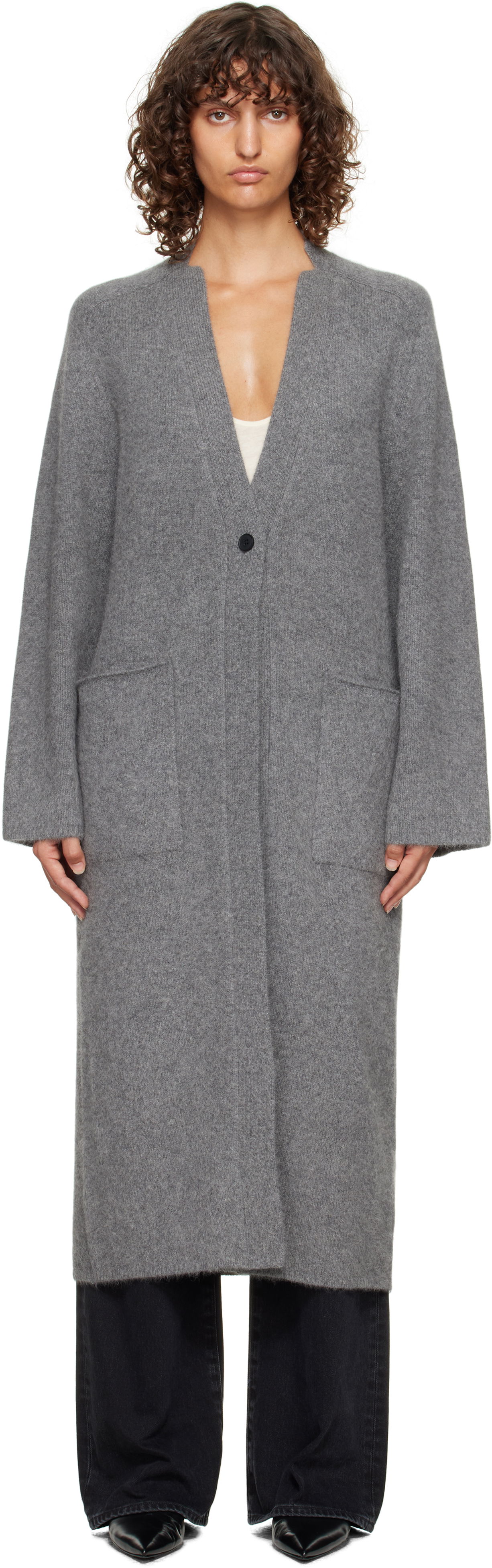 Пуловер Loulou de Saison Loulou de Saison Smet Yak Blend Maxi Cardigan Сиво | SMET, 0